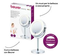 Beurer BS 55 Specchio Cosmetico Illuminato con Doppia Superfice Riflettente, Normale e Ingrandimento 7x