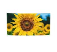 Beutiful - Banner a forma di girasole per interni ed esterni, sfondo di compleanno, poster, decorazioni per feste, sfondo fotografico, con occhielli, bandiera da parete personalizzata