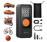 BEVA Inflador Ruedas Coche, Compresor de Aire Portatil 150 PSI, Mini Compresor Aire Coche con Manómetro, Bomba De Aire Eléctrica para Moto, Coche, Bicicleta, Pelota