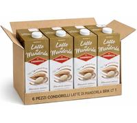 Bevanda al Latte di Mandorla Classico con Mandorle Italiane Senza Lattosio 100% Vegetale Brik da 1 Litro Confezione Convenienza da 6 Pezzi