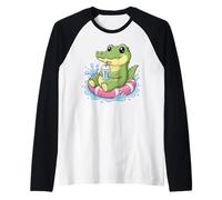 Bevanda galleggiante Happy Crocodile Pool - Summer Splash Fun Maglia con Maniche Raglan