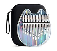 Beveetio Piano de pulgar Kalimba transparente con funda protectora EVA, Kalimba de vidrio transparente de 17 teclas, instrumentos musicales para niños, piano de dedo en forma de gato, mbira acrílico