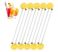 Bevi Asta Di Mescolanza - Strumenti Di Miscelazione Lucida, Barrette Riutilizzabili, Eleganti Bastoncini Da Cocktail | Design Resistente Di Accento Al Limone Inossidabile, Accessori Per Turbine Bevand