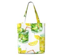 Bevi un cocktail con ghiaccio al limone,Borse della spesa riutilizzabili, borse per la spesa, borsa a tracolla in tela di grande capacità