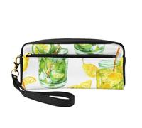 Bevi un cocktail di ghiaccio al limone, Borsa per il trucco Borsa per cosmetici Borsa da viaggio portatile da toilette Astuccio in pelle per donne e ragazze