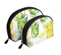 Bevi un cocktail di ghiaccio al limone, Borsa per trucco a conchiglia Portamonete da donna Borsa da toilette piccola Borsa per cosmetici 2 pezzi
