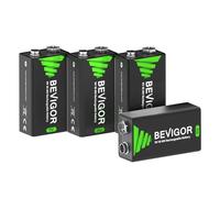 BEVIGOR Batterie Ricaricabili 9V, Batterie NiMH 9V Ad Alta Capacità, 4 Pezzi