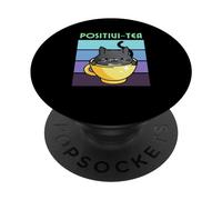 Bevitore di tè Positività Gatto Nero Gioco di parole divertente PopSockets PopGrip Adesivo