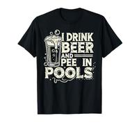 Bevo birra e pipì in piscina divertente amante della birra scherzo in piscina Maglietta