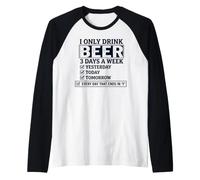 Bevo Solo Birra 3 Giorni alla Settimana Lista di Controllo Maglia con Maniche Raglan