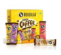 Bevzilla 60 bustine di caffè istantaneo in polvere (4 gusti), 120 g, nocciola, classica, vaniglia e caramello, 15 sacchetti per ogni gusto, 100% forte caffè arabica