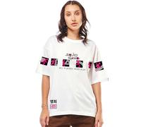 Bewakoof Official Squid Game Merchandise Donna 100% Cotone 220 GSM Tipografia Oversize Fit Mezza Manica Girocollo Cotone Jersey T-Shirt, bianco, 44