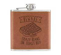Beware Crazy Beans On Toast Ragazzo 170ml Simil Pelle Hip Flask Marroncino Son