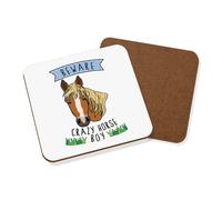 Beware Crazy Horse Ragazzo Sottobicchiere Divertente Animale Scherzo