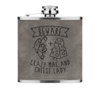 Beware Crazy Mac E Formaggio Lady 170ml Simil Pelle Hip Flask Grigio Divertente