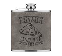 Beware Crazy Pizza Ragazzo 170ml pelle Sintetica Hip Flask Grigio Divertente Son