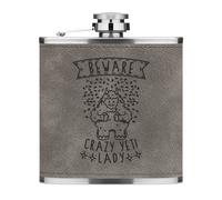 Beware Crazy Yeti Lady 170ml pelle Sintetica Hip Flask Grigio Divertente Monster