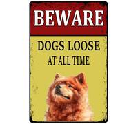 Beware Dogs Loose At All Time Cartello di avvertimento Cane Corso Targa in metallo per Bar Cafe Cortile Patio Decorazione da parete esterna 30,5 x 40,6 cm