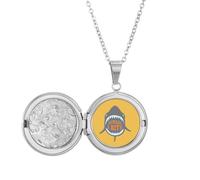 Beware I Bite Shark Illustrate Medaglione Collana Tenere Immagine Gioielli Regalo di Compleanno