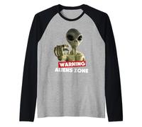 Beware of Aliens Warning Area 51 Illustration Graphic Maglia con Maniche Raglan