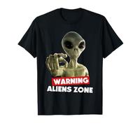 Beware of Aliens Warning Area 51 Illustration Graphic Maglietta