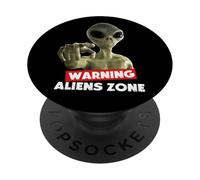 Beware Of Aliens Warning Area 51 Illustration Graphic PopSockets PopGrip Adesivo