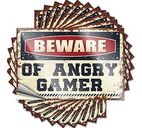 Beware of Angry Gamer Cover Autunno - Regali Tatuaggi Autoadesivi (6 x 9 cm)