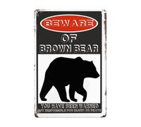Beware of Brown Bear divertente targa in latta decorazione da parete uomo grotta garage lontano bar pub 20 x 30 cm