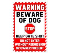 Beware Of Dog Signs For Fence Divertente targa in metallo con scritta "Beware Dog Warning Signs For Property For Yard Do Not Enter Outdoor No Soliciting For House No Trespassing Sign 30,5 x 20,3 cm