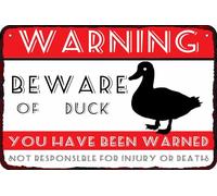 Beware of Duck Duck Warning Targa in metallo vintage divertente decorazione da parete per casa, uomo, camera da letto, bar, bagno, 20 x 30 cm