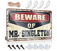 Beware Of Mr. Singleton Cool Wall Art Accessori decorativi | Accessorio patriottico da appendere per camera da letto e soggiorno (30 x 40 cm)