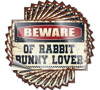 Beware of Rabbit Bunny Lover Tattoo Stuff per uomo | Bottiglia estiva rimovibile Decal Pack (6 x 9 cm)