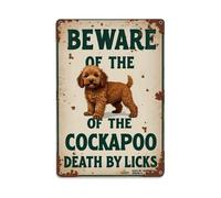 Beware of the Cockapoo Death by Licks Targa in metallo vintage da giardino camera da letto Cafe Bar Uomo Cave Home Wall Decor Poster in metallo 20,3 x 30,5 cm