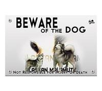 Beware of the dog plastic piatto Alaskan Malamute