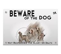 Beware of the dog plastic plate Afghan Hound