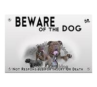Beware of the dog plastic plate Old English Bulldog