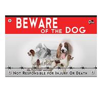 Beware of the dog plastic sign Irish Red and White Setter