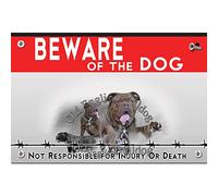 Beware of the dog plastic sign Old English Bulldog