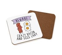 Beware Pazzo Bacon E Uova Donna Sottobicchiere Scherzo Divertente Colazione Cibo