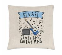 Beware Pazzo Basso Chitarra Uomo Copricuscino Cuscino Papà Day Divertente Musica