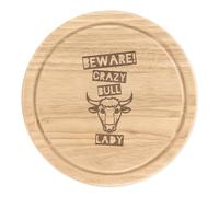 Beware Pazzo Bull Donna Rotondo Tagliare Formaggio Tavola Divertente Animale