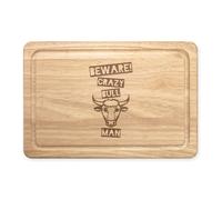 Beware Pazzo Bull Uomo Rettangolare Tagliere di Legno - Divertente Animale