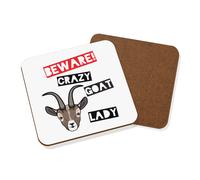 Beware Pazzo Capra Donna Sottobicchiere - Divertente Animale