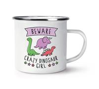Beware Pazzo Dinosauro Bambina Smalto Tazza Divertente Animale T-Rex Triceratopo