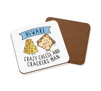 Beware Pazzo Formaggio E Crackers Uomo Sottobicchiere Funny Scherzo Cibo Amante