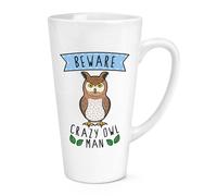 Beware Pazzo Gufo Uomo 483ml Grande Latte Tazza - Divertente Animale Carino Bird