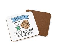 Beware Pazzo Latte E Biscotti Uomo Sottobicchiere Scherzo Divertente Cibo Amante