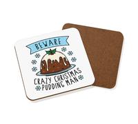 Beware Pazzo Natale Pudding Uomo Sottobicchiere - Divertente Babbo Segreto