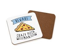 Beware Pazzo Pizza Uomo Sottobicchiere - Divertente Cibo Pepperoni