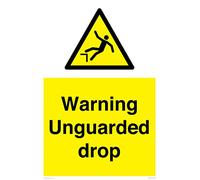 Beware Unguarded Drop Sign - 400 x 600 mm - A2P